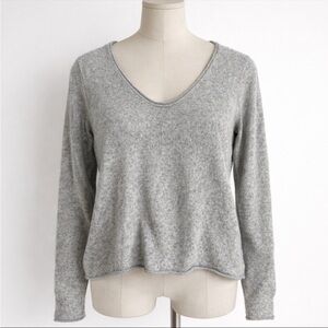 J.Crew Gray Cotton Cashmere Scoop Roll Neck Sweater, S